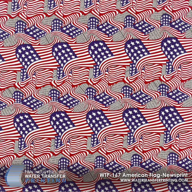 WTP-167 American Flag Newsprint hydrographic film